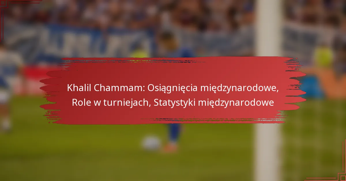 Khalil Chammam: Osiągnięcia międzynarodowe, Role w turniejach, Statystyki międzynarodowe