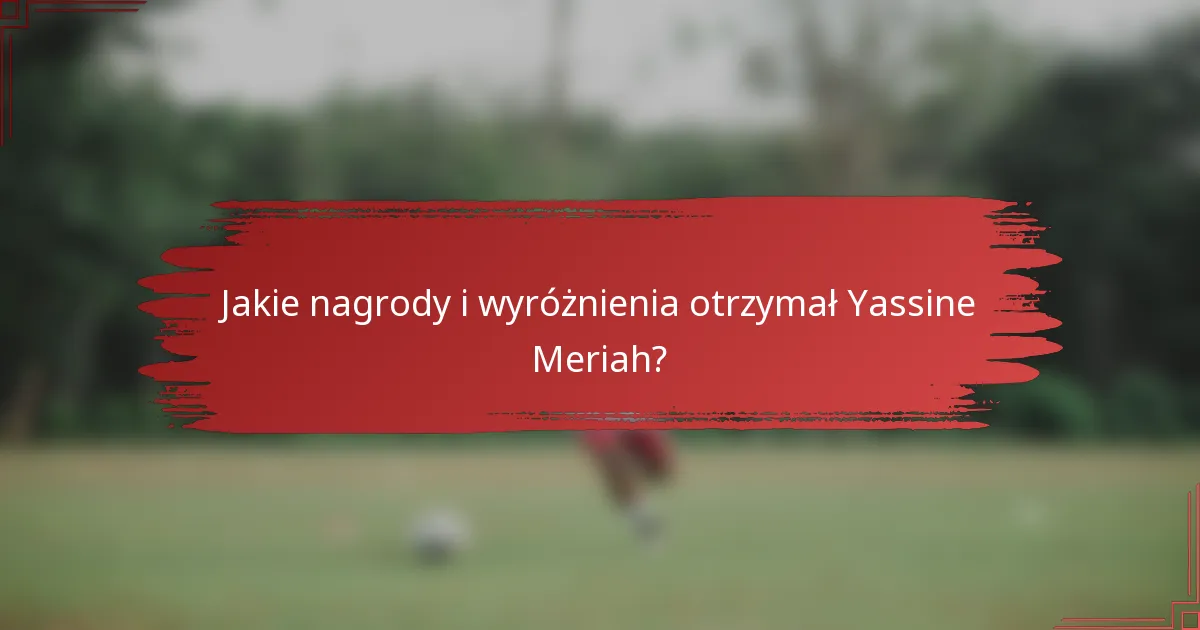 Jakie nagrody i wyróżnienia otrzymał Yassine Meriah?